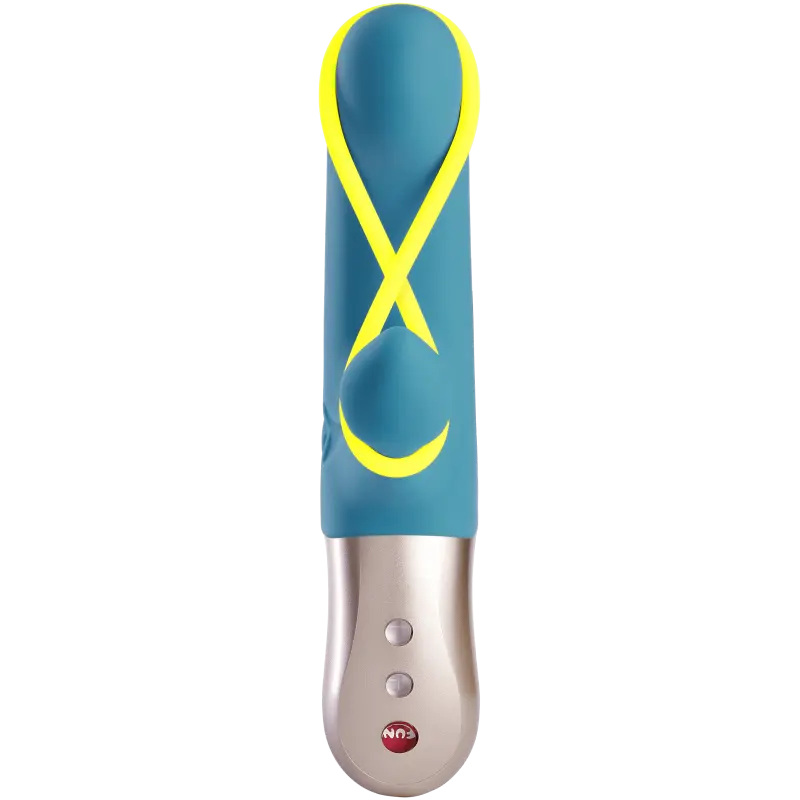Amorino - Vibromasseur Rabbit silencieux - Pétrole et jaune fluo dispo chez LollyDoll