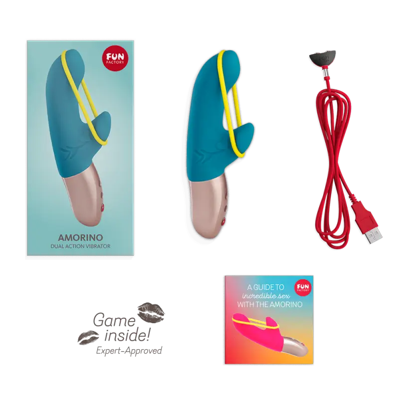 Amorino vibro rechargeable rabbit avec élastique jaune pour un plaisir ciblé Vibromasseur disponible chez LollyDoll