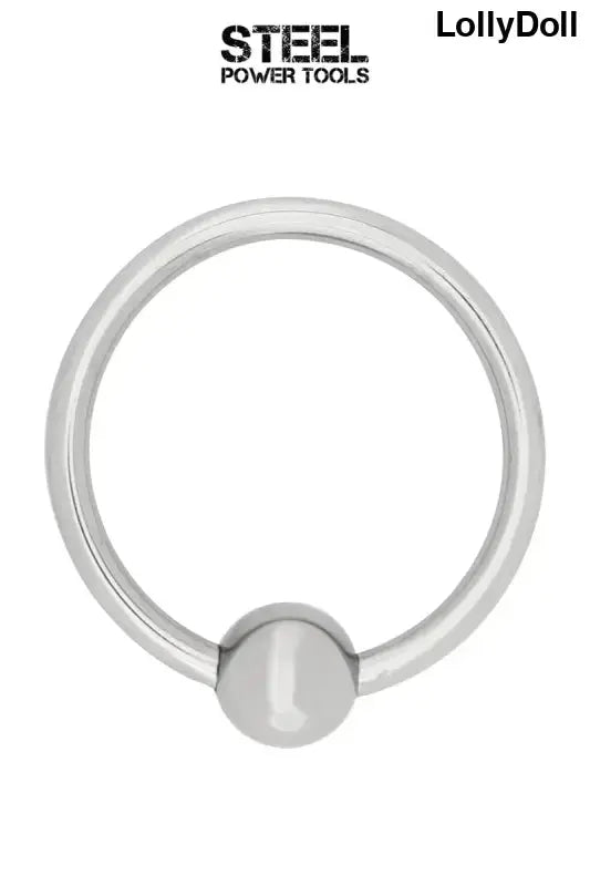 Anneau de gland en acier inoxydable de Steel Power Tools avec boule décorative, accessoire intime raffiné.