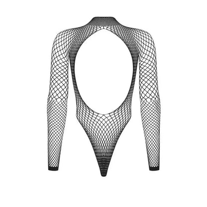 Body en résille noir avec un dos ouvert pour un look sexy et irrésistible.
