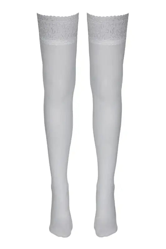 Bas autofixants blanc cotelli legwear avec jarretière en dentelle blanche disponible chez LollyDoll