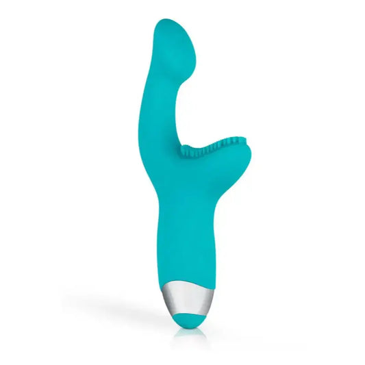 Vibromasseur multifonctions Yuki de Good Vibe Only, conçu pour le plaisir féminin, en couleur turquoise.