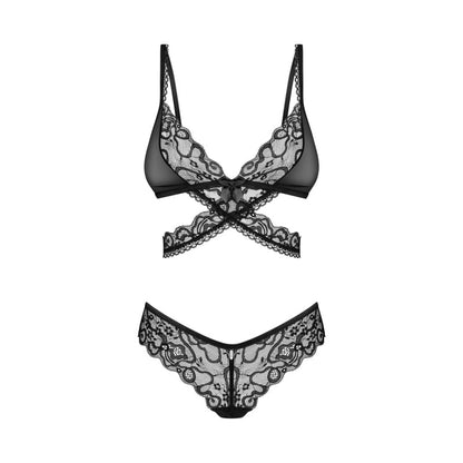 ensemble lingerie noir dentelle pendentif argent