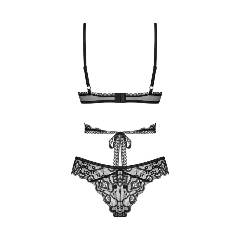 ensemble lingerie noir dentelle détail cravate