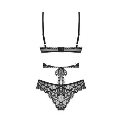 ensemble lingerie noir dentelle détail cravate