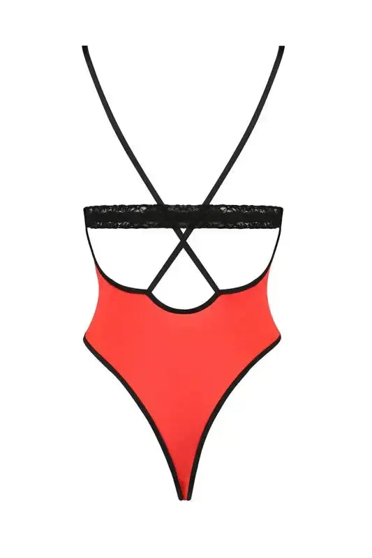 body sexy femmina passion rouge et dentelle noire croisée dans le dos pour etre irrésistible disponible chez LollyDoll