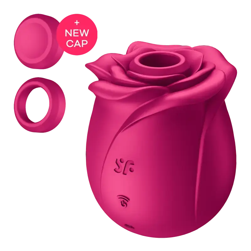 Stimulateur clitoridien Classic Blossom Pro 2 Satisfyer en forme de rose rose avec capuchon.