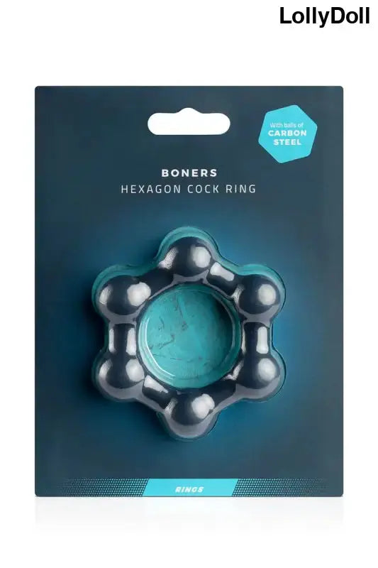 Cockring hexagonal Boners en acier, jouet intime pour intensifier le plaisir et booster les érections.