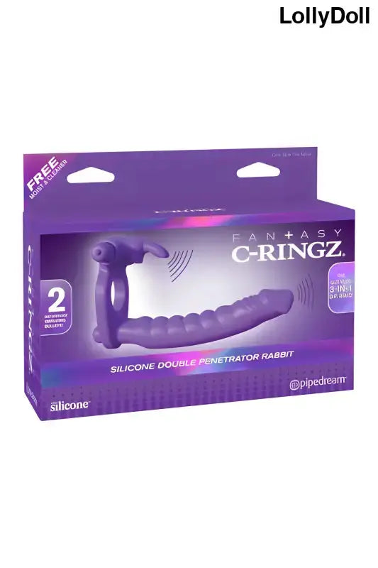 Cockring rabbit double pénétration avec gode intégré. Idéal pour une double pénétration disponible chez LollyDoll