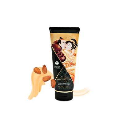 Crème massage comestible Shunga amande 200 ml tube douceur amande LollyDoll