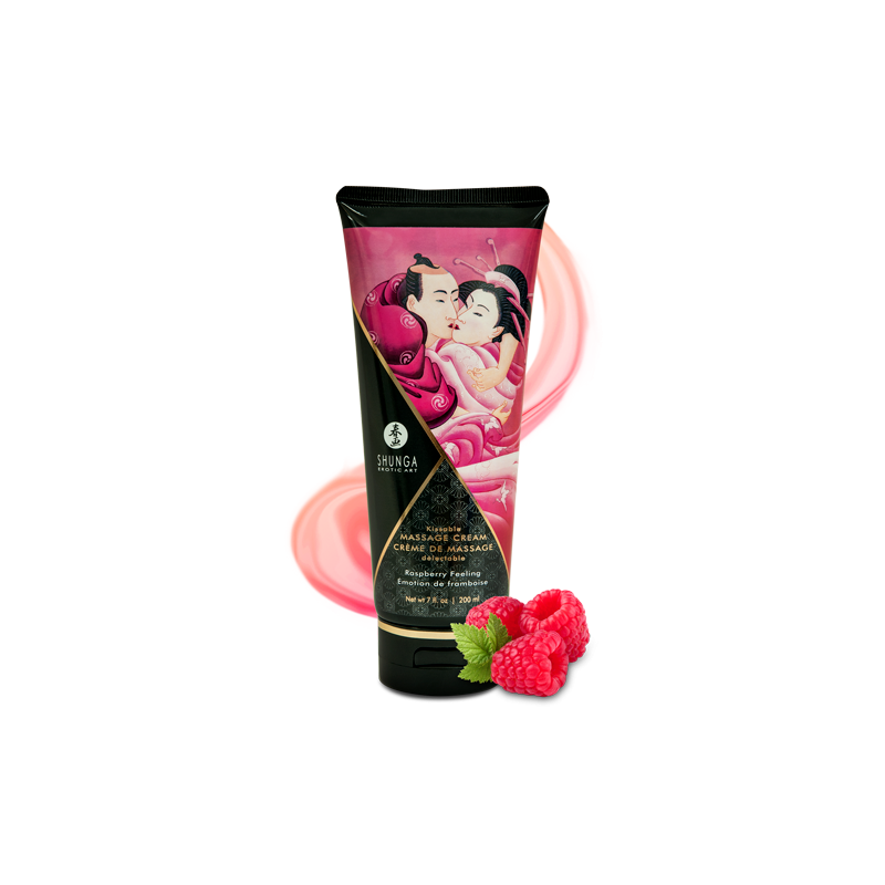 Crème massage comestible Shunga framboise onctueuse hydratante sans paraben vegan