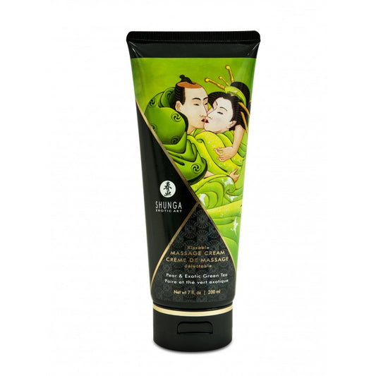 Crème massage comestible Shunga poire thé vert 200 ml tube fraîcheur exotique LollyDoll
