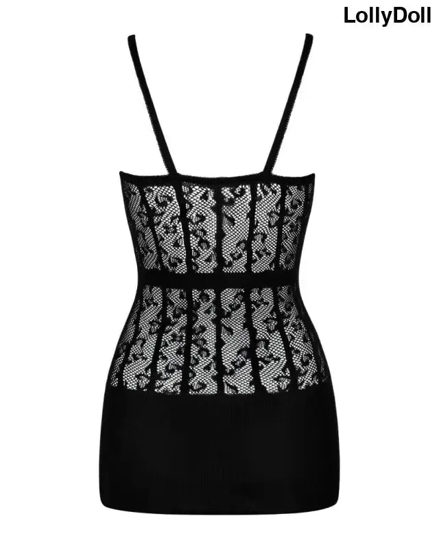 Mini robe sexy noir en dentelle avec bretelles 