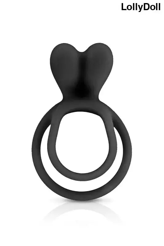 Double cockring noir en silicone de marque Glamy, accessoire innovant pour intensifier les sensations.