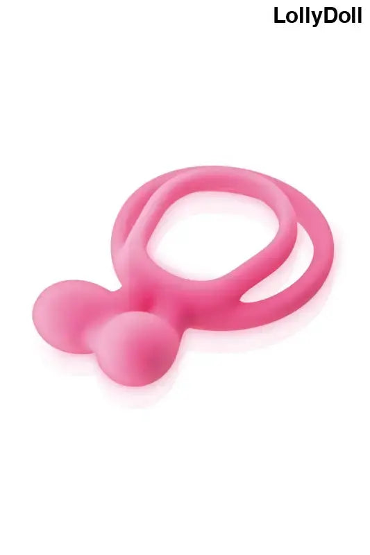 Double cockring en silicone rose Glamy sur fond blanc, design ergonomique pour le confort.