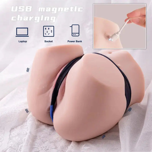 Masturbateur fessier avec chargeur magnétique USB, idéal pour une expérience intime pratique et discrète.
