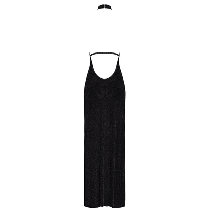 Robe longue pailletée noire Noir Handmade – vue d'ensemble du tombé fluide sur toute la longueur