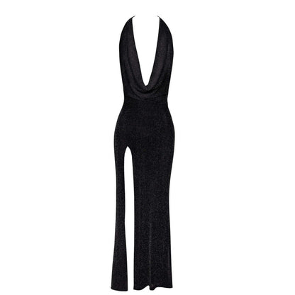 La Robe longue fendue de Noir Handmade disponible chez LollyDoll pour être sublime lors de soirées