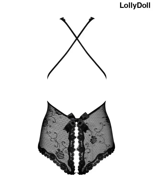 Fiorenta Body noir, qui allie élégance et sensualité bretelles croisées dans le dos et petit noeud en haut des fesses sa coupe mettra en valeur vos courbes avec style. Disponible chez LollyDoll.