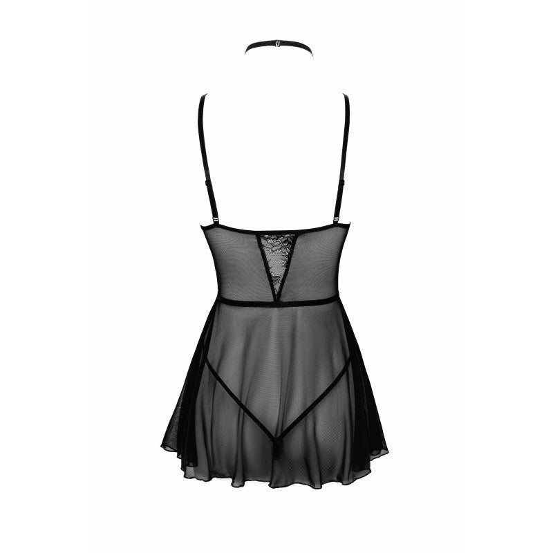 Ensemble nuisette sexy dentelle maille noire livré en boîte illustrée Kissable