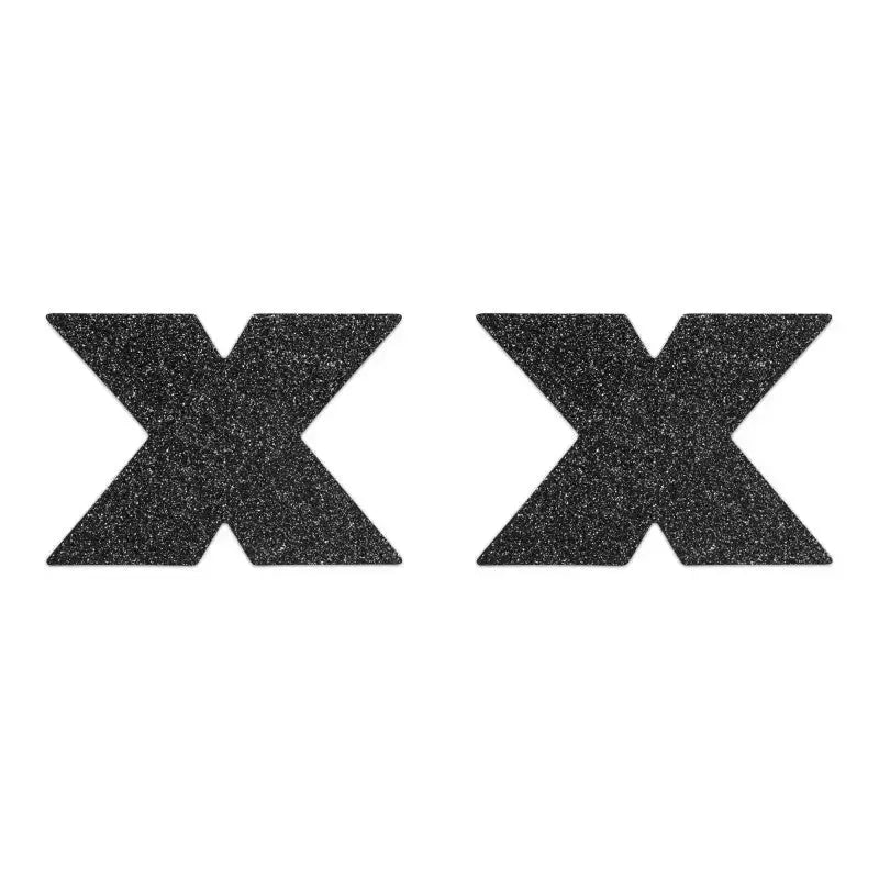 Cache-tétons Croix - Noir en forme de X, parfaits pour une touche audacieuse dans vos jeux coquins.