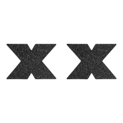 Cache-tétons Croix - Noir en forme de X, parfaits pour une touche audacieuse dans vos jeux coquins.