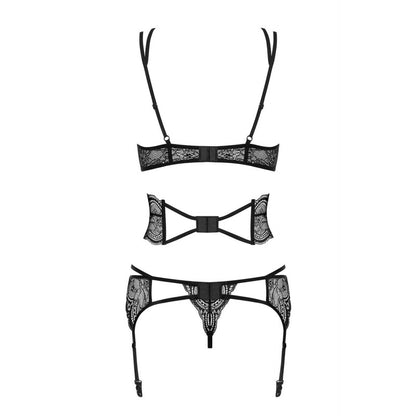 ensemble lingerie noir 4 pièces porte-jarretelles