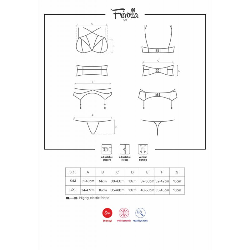 ensemble lingerie noir 4 pièces guide des tailles