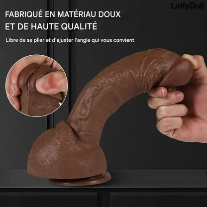 Gros gode ventouse noir en matériau doux et de haute qualité, offrant une expérience de plaisir intense avec LollyDoll.