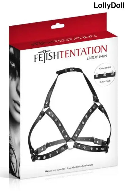 Le harnais poitrine à pointes Fetish Tentation, ajustable et provoquant dispo chez LollyDoll