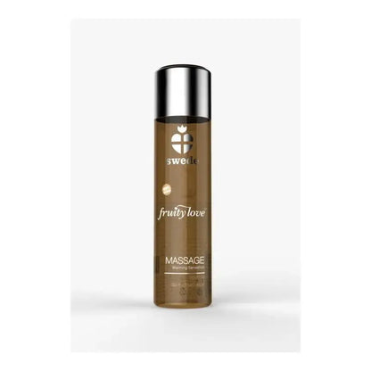 Huile de massage Fruity Love de Swede dans un flacon élégant, idéale pour des moments de sensualité.