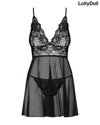  l'Idillia Imperia Babydoll noir, un  Babydoll.  élégante nuisette disponible chez LollyDoll
