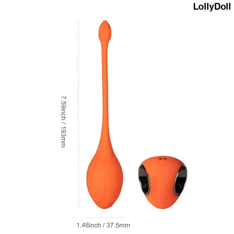 Oeuf vibrant Lili connecté par application, en silicone orange, taille 7.5 pouces, pour une expérience sensorielle unique.