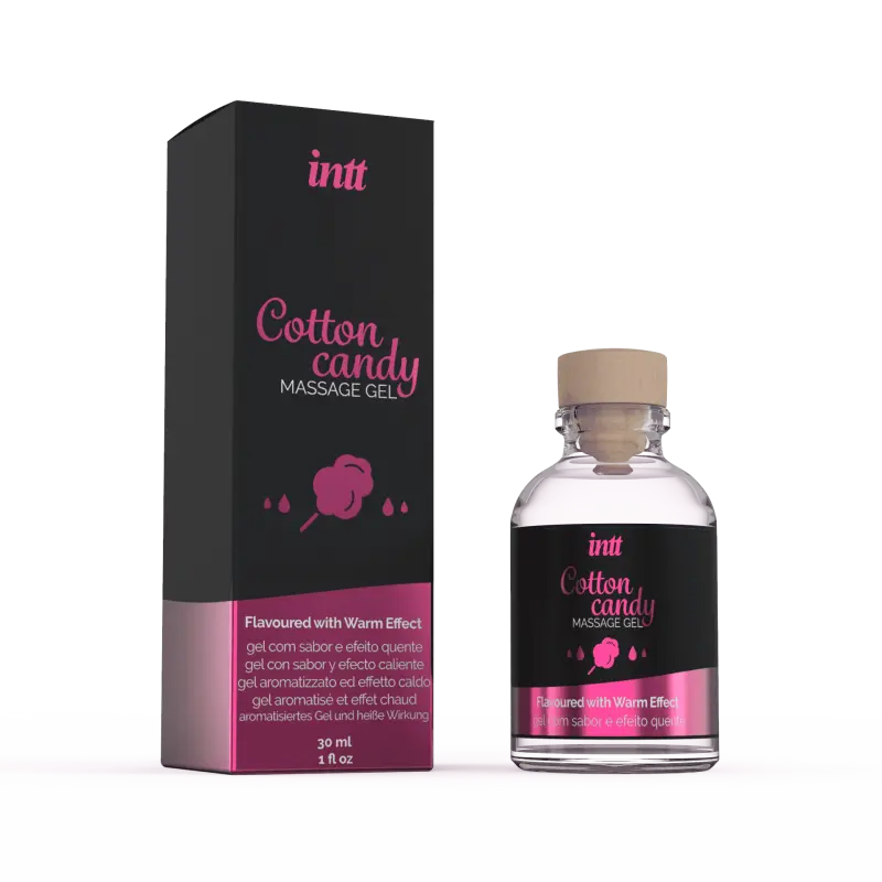 Massage gel de la marque intt au gout barbe à papa produit comestible sucré disponible chez LollyDoll