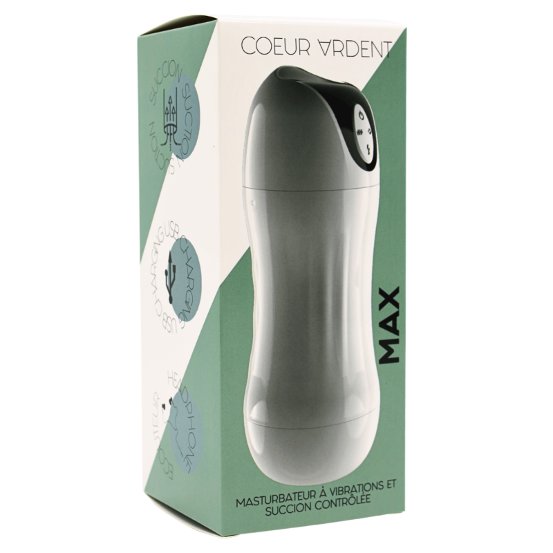 Masturbateur vibration succion homme MAX Cœur Ardent – packaging complet
