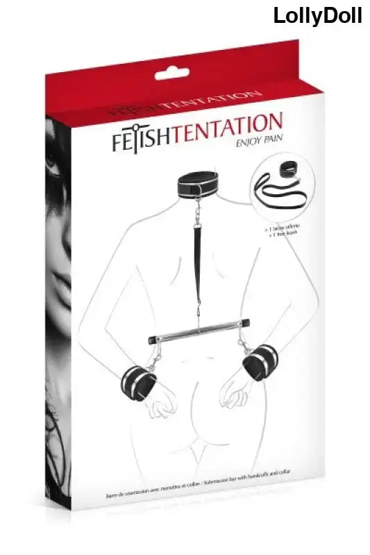 Ensemble 'Menottes et collier de soumission Fetish Tentation' pour des jeux BDSM intenses. Disponible chez LollyDoll.