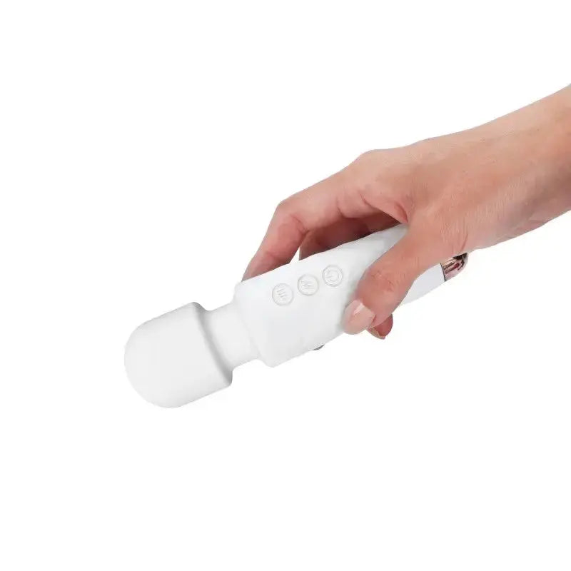 Main image of the Wand Mini Wanderful, a portable massage wand from Dorcel held in a hand.