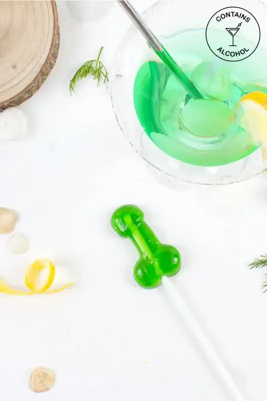Sucette pénis alcoolisée verte parfait pour EVJF ou EVJG chez LollyDoll