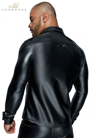 Chemise wetlook et vinyle · Noir Handmade · vue 3