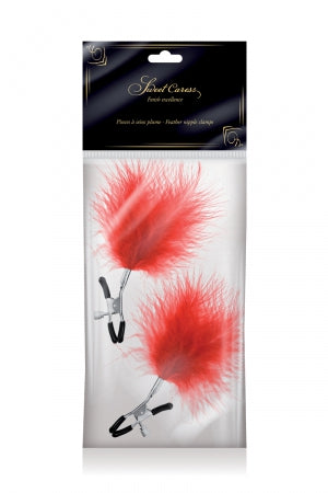 Pinces à seins plumeau rouge · Sweet Caress · vue 2