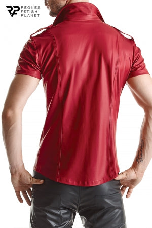 Chemise manches courtes wetlook rouge Carlo · Regnes · vue 4