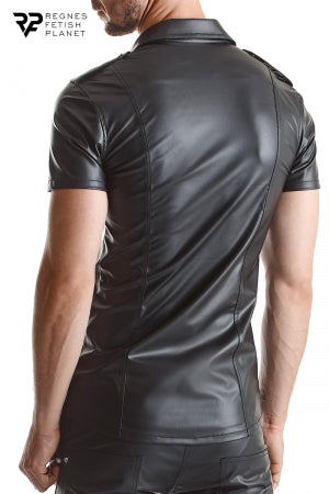 Chemise manches courtes wetlook noire Luca · Regnes · vue 4