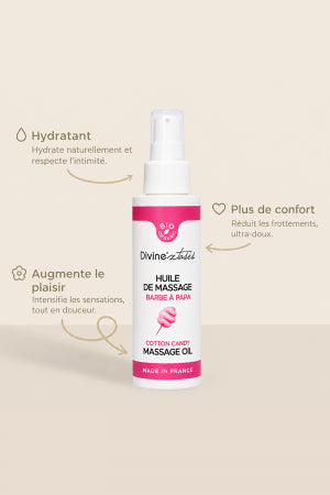 Huile de massage BIO barbe à papa · Divinextases · vue 3