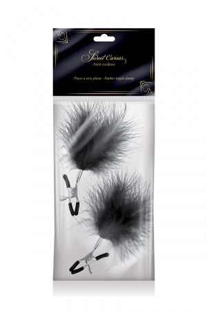 Pinces à seins plumeau noir · Sweet Caress · vue 2