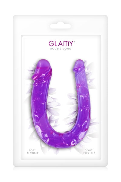 Mini double gode double pénétration souple Glamy dans son emballage 