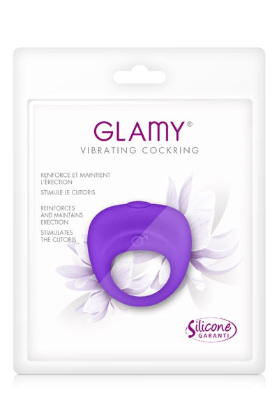 Anneau de pénis vibrant étanche en silicone violet Glamy