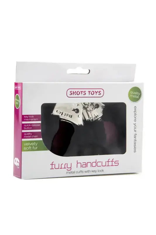 Menottes fourrure Shots - emballage de menottes en métal avec fourrure douce pour des jeux coquins.