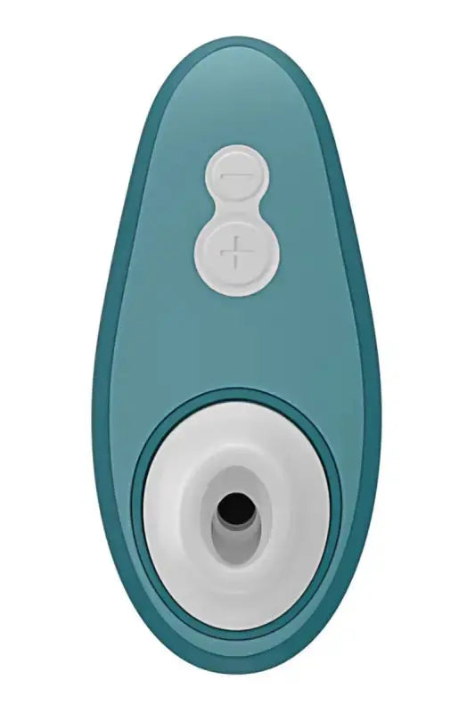 stimulateur clitoridien Womanizer Liberty 2 bleu pétrole, design ergonomique avec boutons de contrôle.