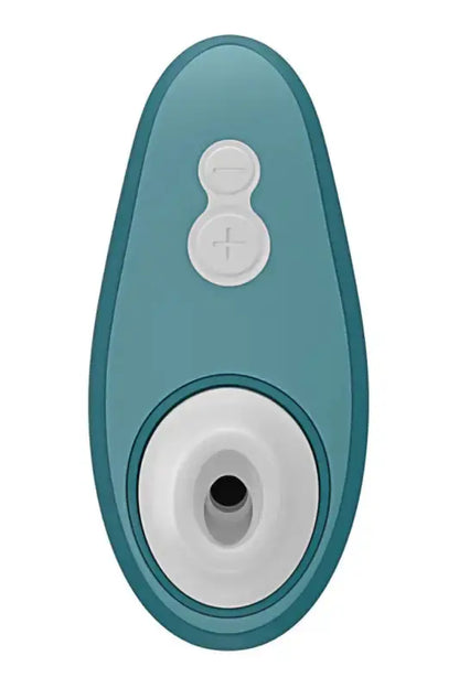 stimulateur clitoridien Womanizer Liberty 2 bleu pétrole, design ergonomique avec boutons de contrôle.