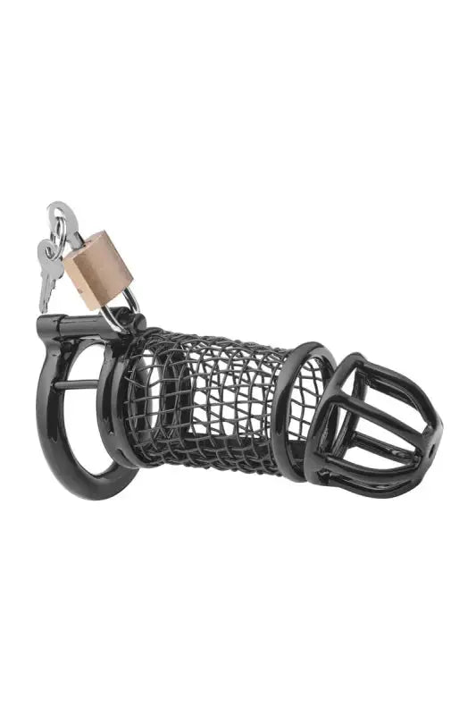 Cage à pénis Matrix Black de XXX Dreamtoys, accessoire BDSM en acier inoxydable pour les jeux coquins. Cage de chasteté
